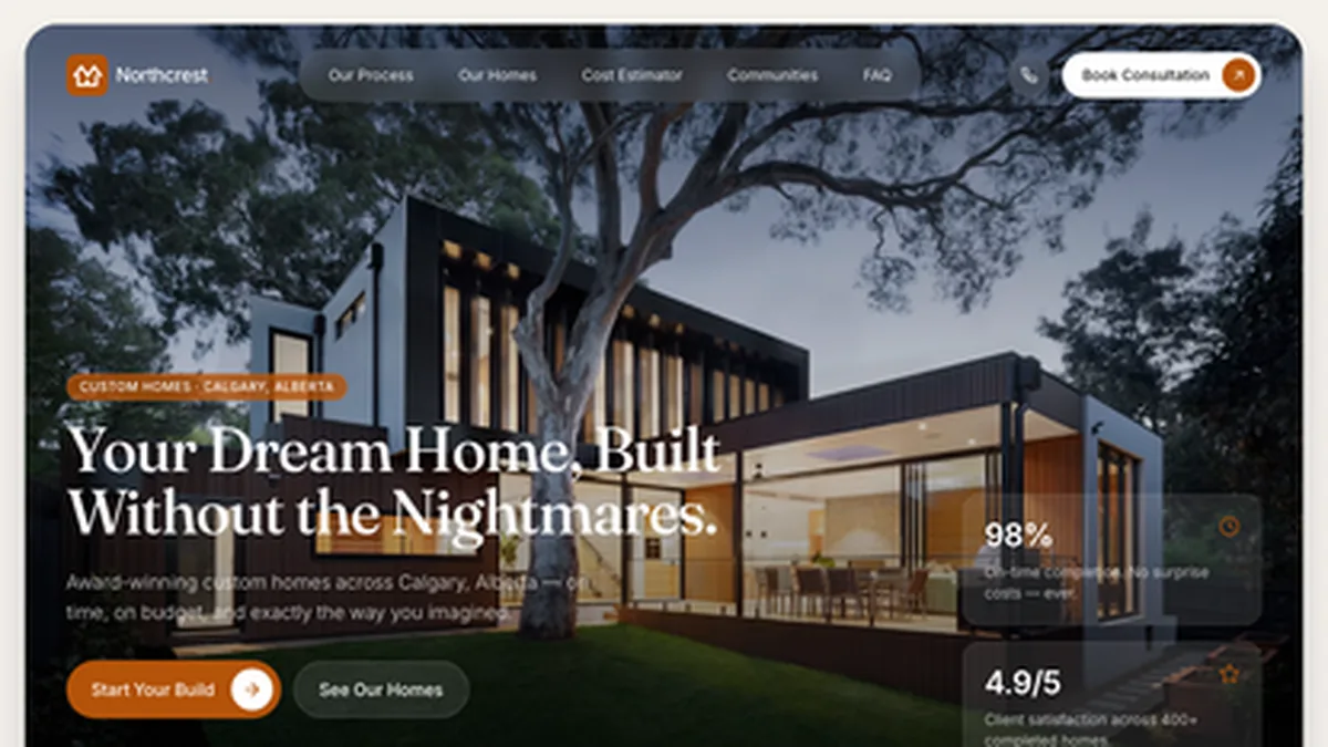 Northcrest Homes homepage screenshot – custom home builder website